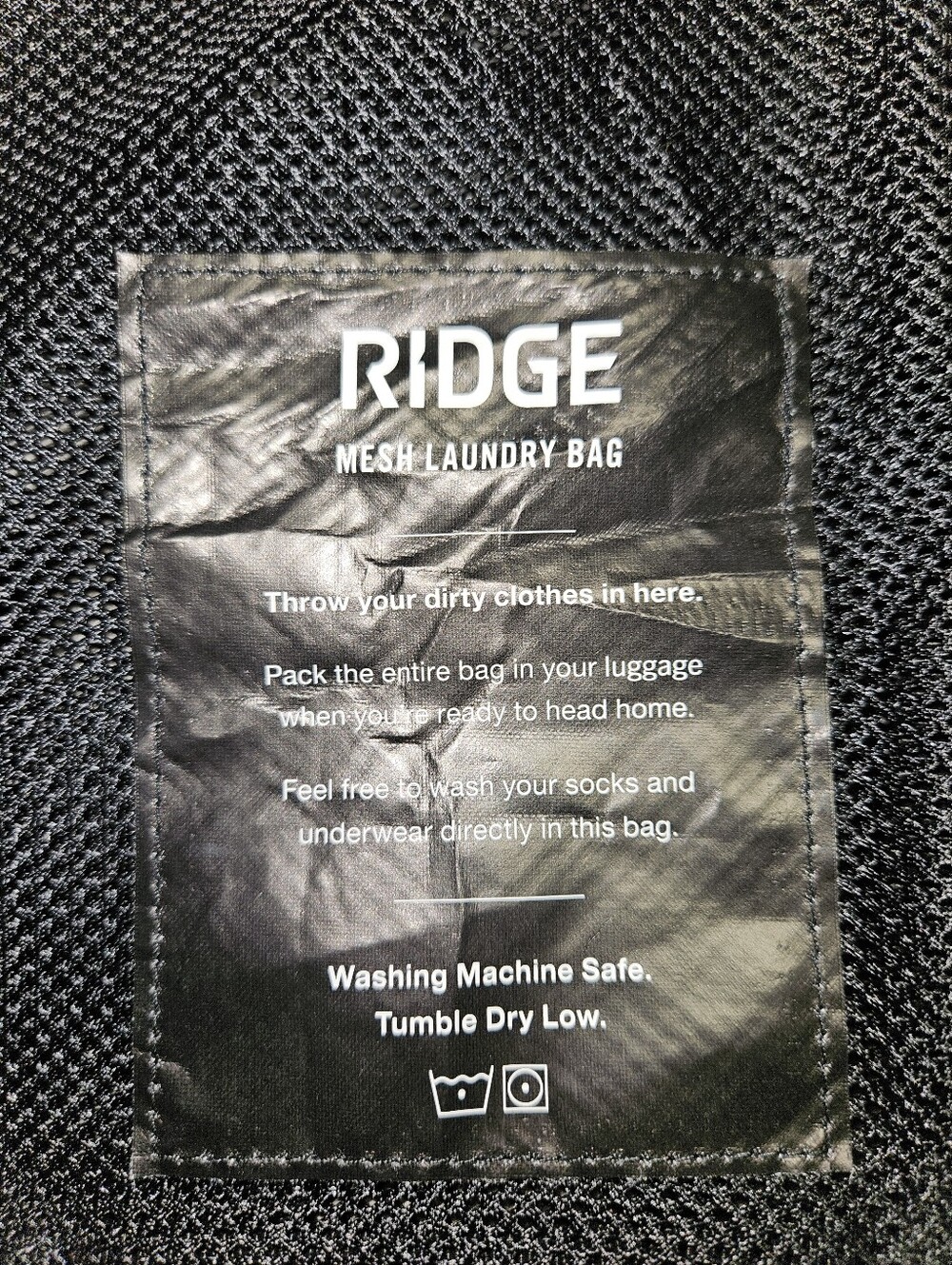 Ridge Black Mesh Laundry Bag Luggage Organizer 15x21 Travel Vacation Essential